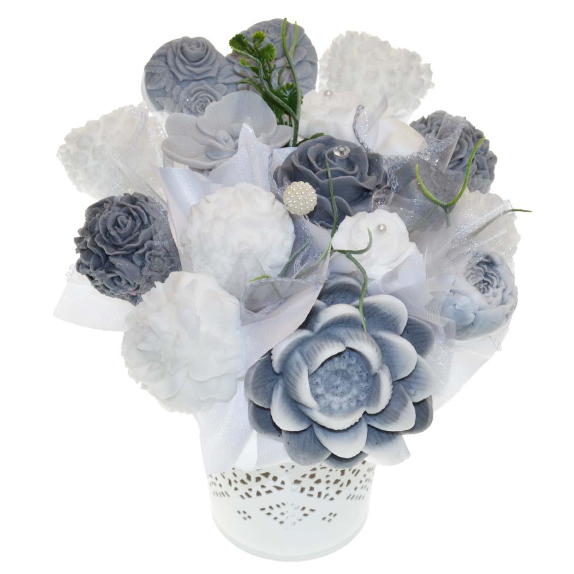 Mydlová Kytica - sivo - biela